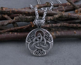 Stainless Steel Vintage Celtic Knot Necklace, Men's Fashion, Amulet Pendant, Jewelry Gift