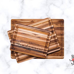 Custom Realtor housewarming gift, custom teak cutting board, new homeowners