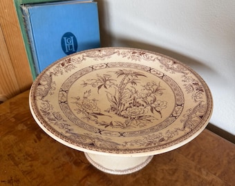 Antique Transferware Cake Platter Pedestal