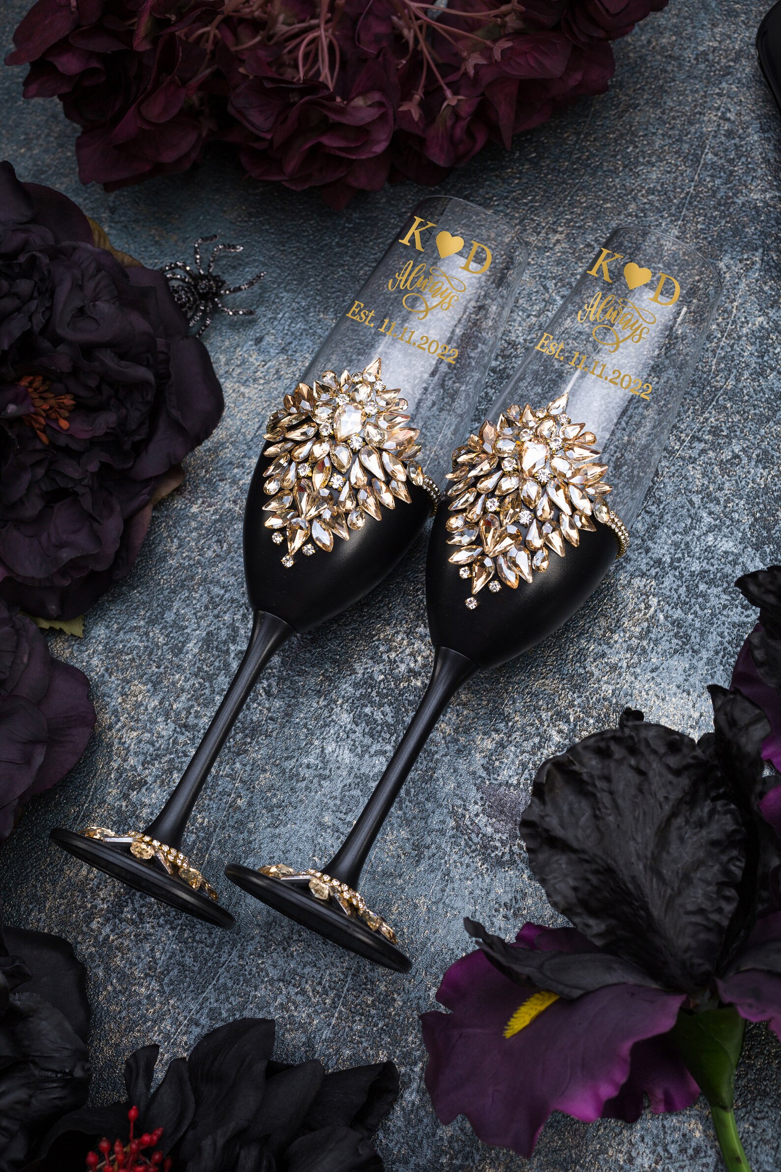 Gold Black Wedding Cake Cutting Set Black Gold Wedding Cake Etsy