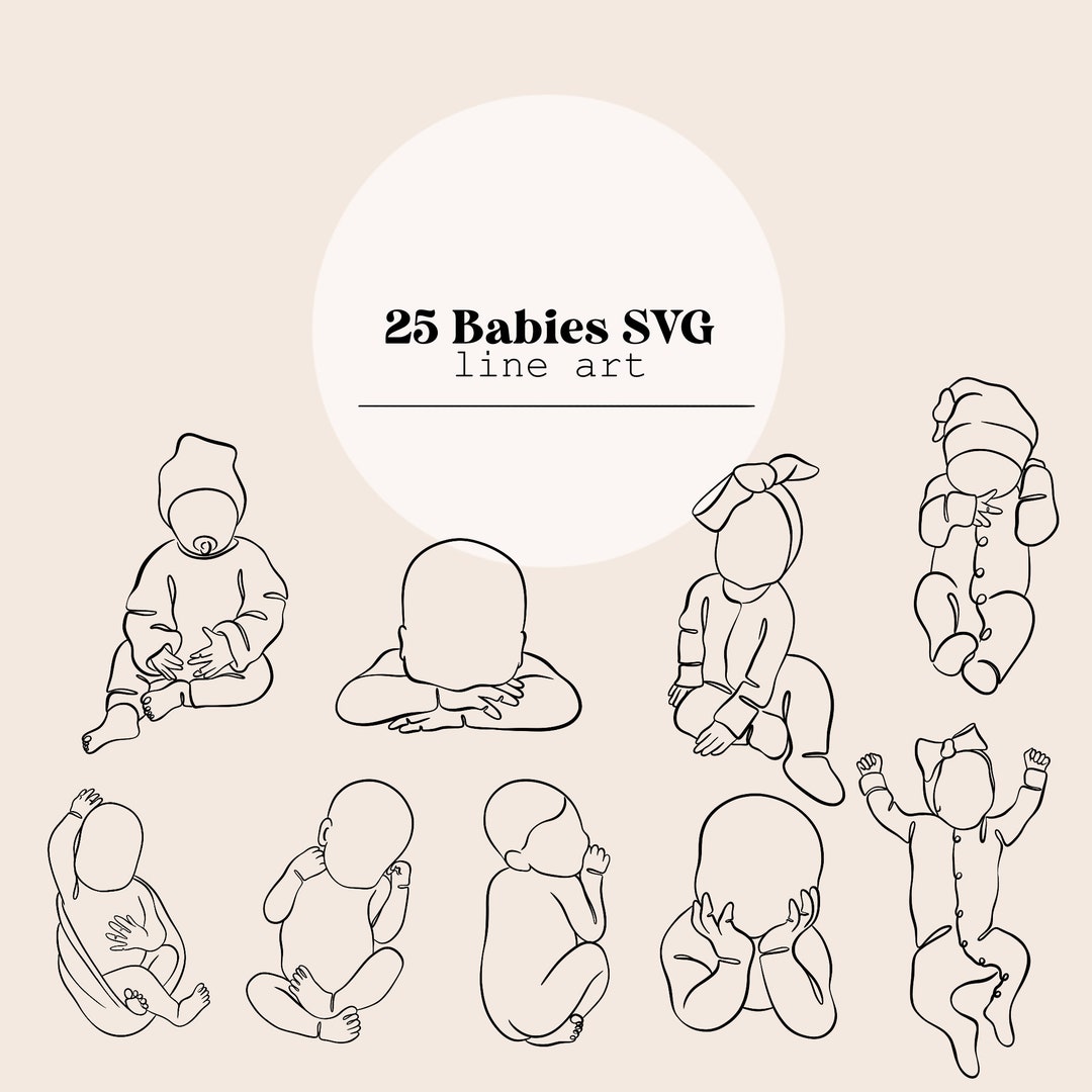 Babies Line Drawing Art | Child, Baby, Newborn Toddler, Line Drawing ...