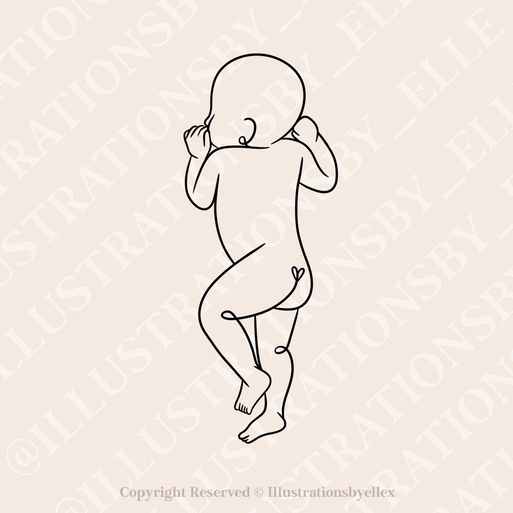 Baby Line Art | Newborn Line Drawing Digital File | Scale 1:1 Laser ...