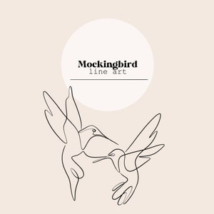 Mockingbird Bird Line Art / Dibujo de línea de mariposas / Archivo digital de línea / Descarga instantánea de corte láser / SVG, PNG, archivo Ai