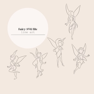 Fairy Line Art | Fairy Line Drawing | Fairies Wings Line Digital File | Laser Cutting Instant Download | SVG file