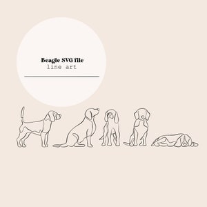 Beagle Dog Line Art | Dog Puppies Line Drawing | Line Digital File | Laser Cutting Instant Download | SVG file