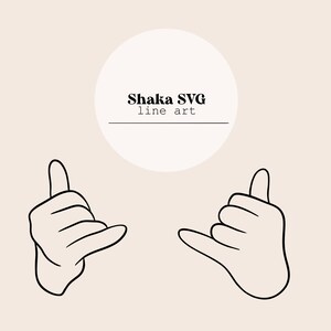 Shaka Line Art | Hand Shaka Line Drawing | Line Digital File | Laser Cutting Instant Download | SVG file