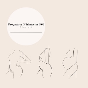 Ciąża 3 Trymestr Line Art | Brzuch Matki | Brzuch Ciąży | Macica Dziecka | Narodziny | Położna | Ginekolog-położnik | Pobierz plik cyfrowy 3 SVG
