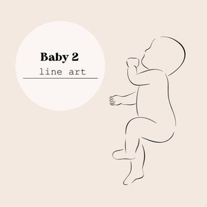 Baby Line Drawing 2 | Newborn Line Drawing Digital File | Scale 1:1 Laser Cutting File | SVG File