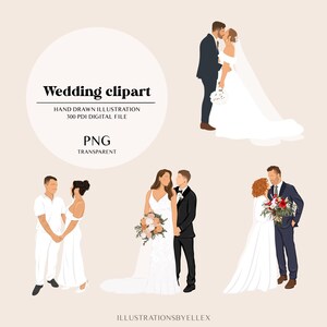 Clipart mariage | Fichier png d'illustration de mariage | dessin des mariés | fichier numérique | Fichier PNG clipart les mariés