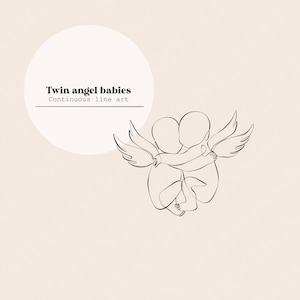 Twin Angel Baby Line Art | Twin Baby Miscarriage Line Drawing | Pamiątkowy plik cyfrowy | Natychmiastowe pobieranie cięcia laserowego | Plik SVG i PNG