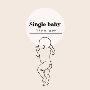 Baby Line Art | Newborn Line Drawing Digital File | Scale 1:1 Laser Cutting File | SVG, PNG, Ai