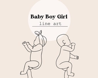Baby Line Drawing - boy girl cutting file | Newborn Line Drawing |  Scale 1:1 Digital File | SVG, PNG, Ai