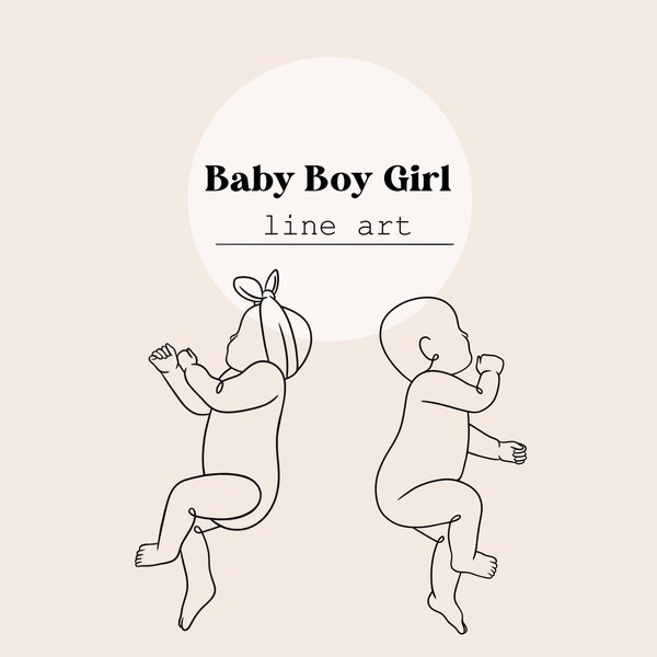 Baby Linie Zeichnung - Junge Mädchen Schneidedatei | Neugeborene Linie Zeichnung | Maßstab 1:1 Digitale Datei | SVG, PNG, Ai
