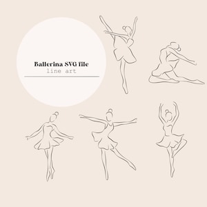 Ballernia Line Art | Tänzerin Strichzeichnung | Ballerina Dancing Line Digitale Datei | Laserschneiden Sofort Download | SVG-Datei