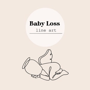 Baby Loss Angel Baby Line Art | Newborn Baby Loss Digital File | Baby Newborn Memorial Angel Wings Digital Download File | SVG, PNG, Ai
