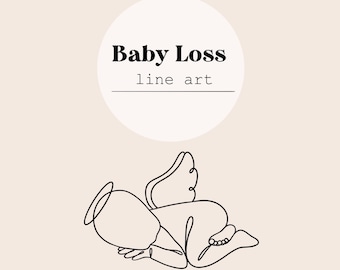 Baby Loss Angel Baby Line Art / Recién nacido Pérdida de bebé Archivo digital / Bebé recién nacido Memorial Angel Wings Archivo de descarga digital / SVG, PNG, Ai