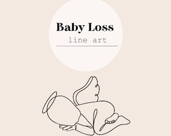 Baby Loss Angel Baby Line Art | Newborn Baby Loss Digital File | Baby Newborn Memorial Angel Wings Digital Download File | SVG, PNG, Ai