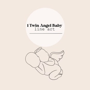Twin Loss Angel Baby Line Art / Twin Angel Wings Line Drawing / Neonato scala 1:1 Baby / Baby art / Download digitale Baby / File SVG e PNG