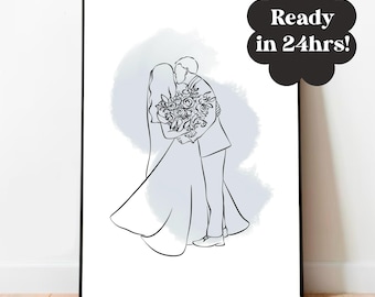 Line Drawing Custom Faceless |Personalised Line art | Colour Illustration | Custom Portrait | Line Drawing Portrait | Digital File | Tattoo