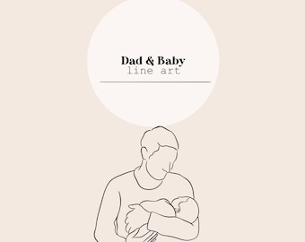 Dad & Baby Line Art | Father and Child Line Drawing | Line Digital File | Laser Cutting Instant Download | SVG, PNG, Ai file