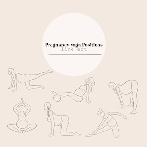 Pregnancy Yoga Positions Line Art | Doula | Pregnant Belly | Baby Newborn | Birth | Midwife | Digital File Download SVG Files