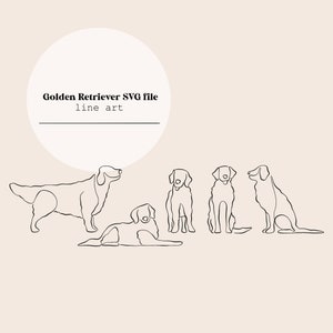 Golden Retriever Dog Line Art | Dog Puppies Line Drawing | Line Digital File | Laser Cutting Instant Download | SVG file