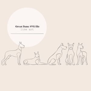 Great Dane Dog Line Art | Dog Puppies Line Drawing | Line Digital File | Laser Cutting Instant Download | SVG file