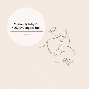 Mutter und Baby 2 Line Art | Mutter und Kind Baby Linie Zeichnung | Linie Digitale Datei | Sofortdownload | SVG- und PNG-Datei