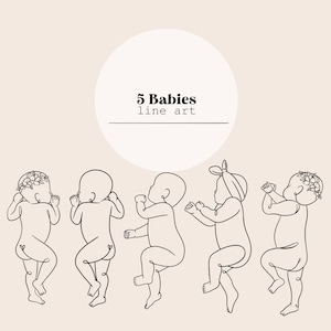 Baby Linie Zeichnung SVG-Datei 5 | Neugeborene Babys Linie Zeichnung Digitale Datei | Baby-Skala 1: 1 Laser-Schnittdatei | SVG, PNG, Ai