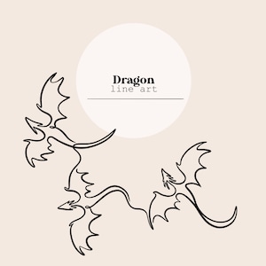 Dragon Line Art | Dragons Line Drawing | Line Digital File | Laser Cutting Instant Download | SVG, PNG, Ai file