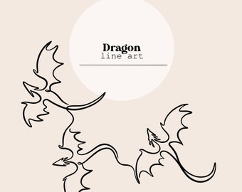 Drachen Line Art | Drachen Linie Zeichnung | Linie Digitale Datei | Laserschneiden Sofort Download | SVG, PNG, Ai-Datei