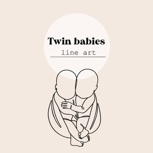 Twin Babies Line Art | Children, Baby, Newborn Digital File Instant Download | SVG, PNG, Ai