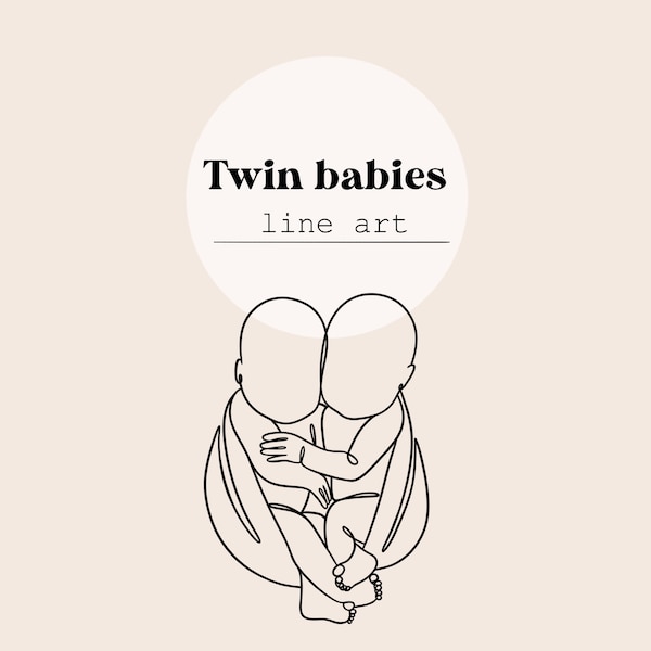 Twin Babies Line Art | Children, Baby, Newborn Digital File Instant Download | SVG, PNG, Ai