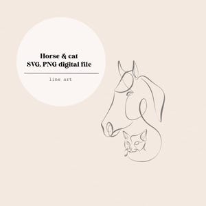 Horse and Cat Line Art | Horse Dogs Cats Logo Line Drawing | Line Digital File | Laser Cutting Instant Download | SVG & PNG file