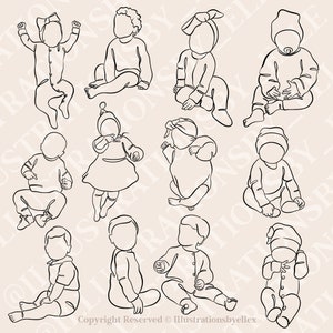 Babies Line Drawing Art | Child, Baby, Newborn Toddler, Line Drawing ...