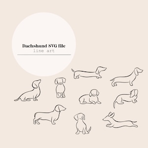 Dachshund Puppy Dog Line Art | Dog Puppies Line Drawing | Sausage dog Line Digital File | Laser Cutting Instant Download | SVG file