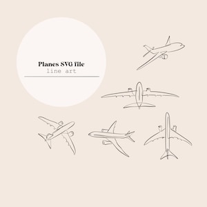 Planes Line Art | Aeroplanes Line Drawing | Flying plane Line Digital File |  Laser Cutting Instant Download | SVG file