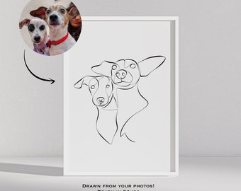 Dog Line Drawing Custom | Pet Portrait | Cat Drawing | Line Illustration | Custom Portrait | Line Drawing Portrait | Dog Art | Tattoo