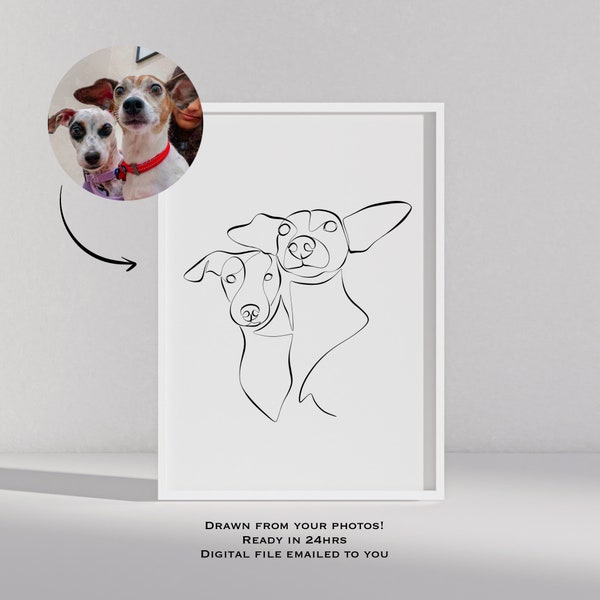 Dog Line Drawing Custom | Pet Portrait | Cat Drawing | Line Illustration | Custom Portrait | Line Drawing Portrait | Dog Art | Tattoo
