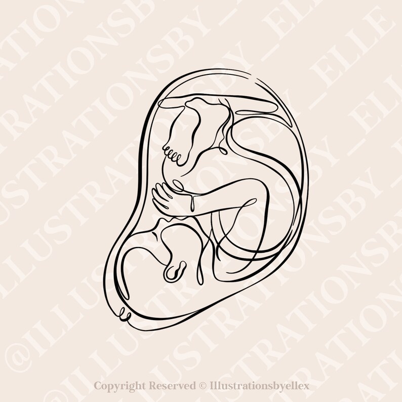 Fetus in Utero SVG Line Art | Baby Line Drawing | Pregnancy Line ...