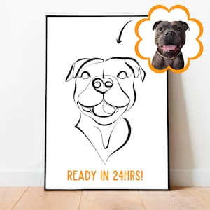 Dog Line Drawing Custom | Pet Portrait | Cat Drawing | Line Illustration | Custom Portrait | Line Drawing Portrait | Dog Art | Tattoo
