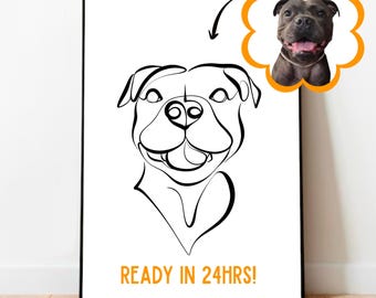 Dog Line Drawing Custom | Pet Portrait | Cat Drawing | Line Illustration | Custom Portrait | Line Drawing Portrait | Dog Art | Tattoo