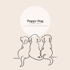 Puppy Dog Line Art | Dog Puppies Line Drawing | Line Digital File | Laser Cutting Instant Download | SVG, PNG, Ai file