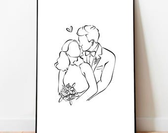 Line Drawing Faceless Art Custom |Personalised Line art | Line Illustration | Custom Portrait | Line Drawing Portrait | Faceless| Tattoo