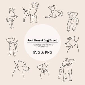 Dibujo lineal de perro Jack Russel / Dibujo lineal de cachorros de perro / Dibujo lineal de perro Jack Russel / Descarga instantánea de corte láser / Archivo SVG y PNG