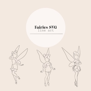 Fairies Line Art | Fairy Line Drawing | Line Digital File | Laser Cutting Instant Download | SVG file