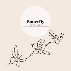 Butterfly Line Art | Butterflies Line Drawing | Line Digital File | Laser Cutting Instant Download | SVG, PNG, Ai file