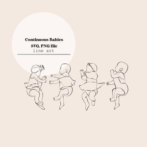Baby Line Drawing Continuous svg png file | Newborn Babies Line Drawing Digital File | Baby Scale 1:1 Laser Cutting File | SVG, PNG