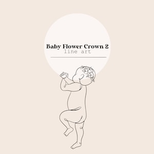 Baby Flower Crown Line Art | Newborn Line Drawing Digital File | Scale 1:1 Laser Cutting File | SVG, PNG, Ai