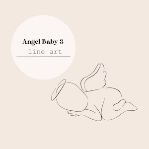 Engel Baby 3 Line Art | Baby Fehlgeburt Linie Zeichnung | Gedenk-Digital-Datei | Laserschneiden Sofort Download | SVG-Datei